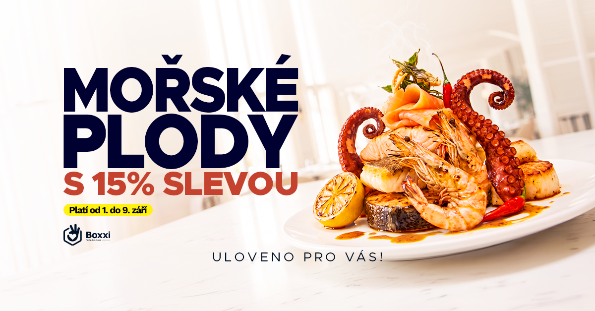 15% sleva na mořské plody